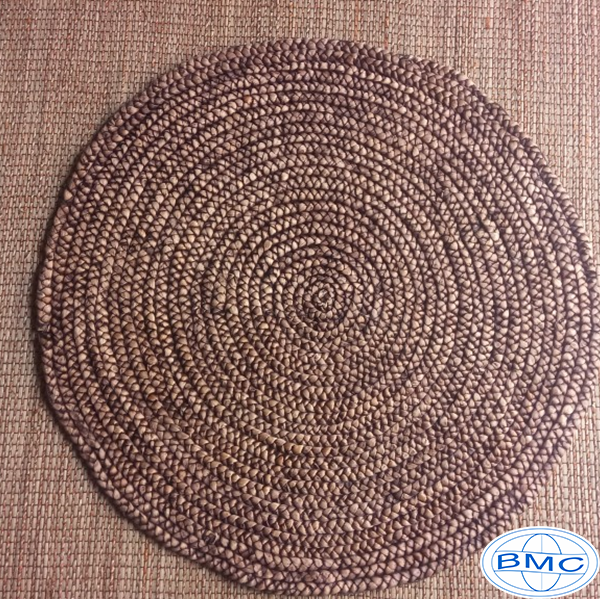 Brown twisting Water hyacinth round carpet BM-0102RWB